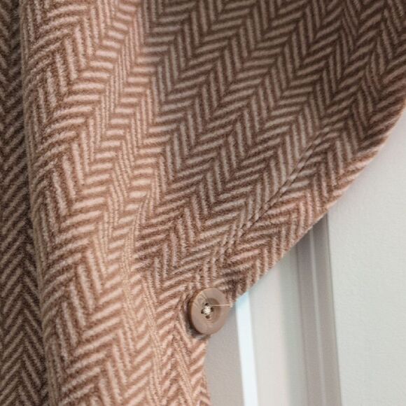 L. L. Bean Tan Herringbone Full Zip Fleece Poncho Cape Jacket Size M - Picture 3 of 12